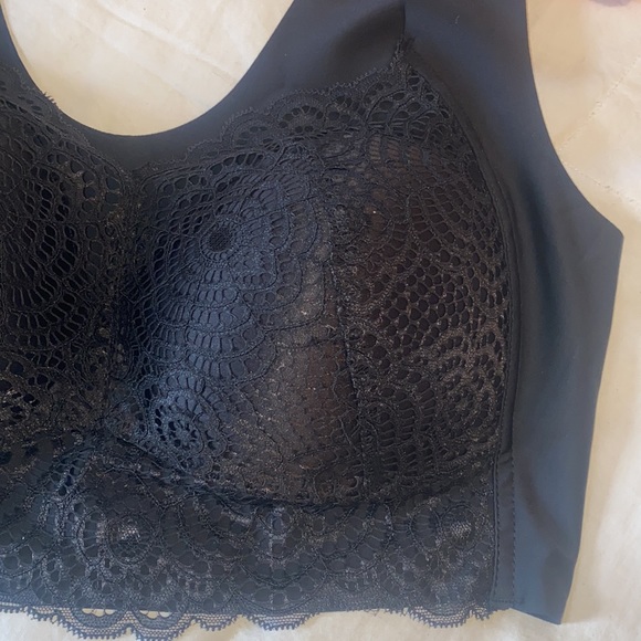 NEW Bra Goddess Plus Size 38 C 40 D Black Lace front bra -no hooks - smooth back - Picture 4 of 7